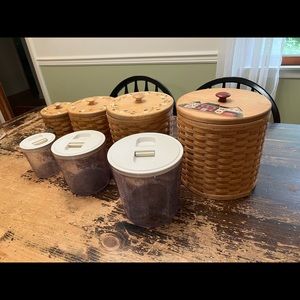 Longaberger 4 Piece Canister Set with Painted Lids